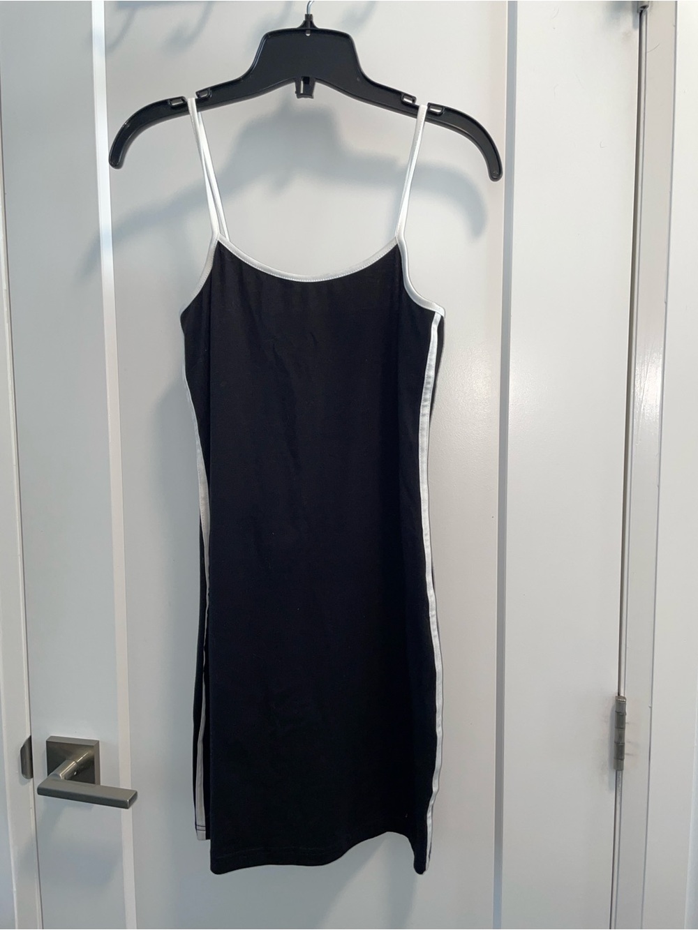 SHEIN Black Slip Dress with White Trim Spaghetti Strap